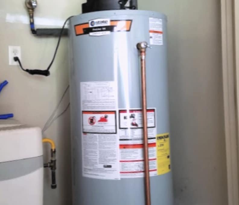 Gas tank water heater with new supply connections